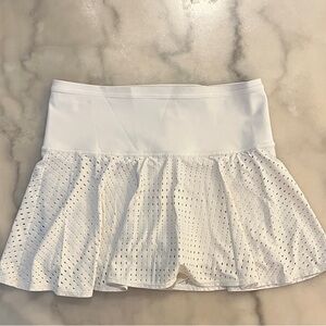 Athleta A Game Cream Eyelet Mesh Skater Tennis Golf Skort